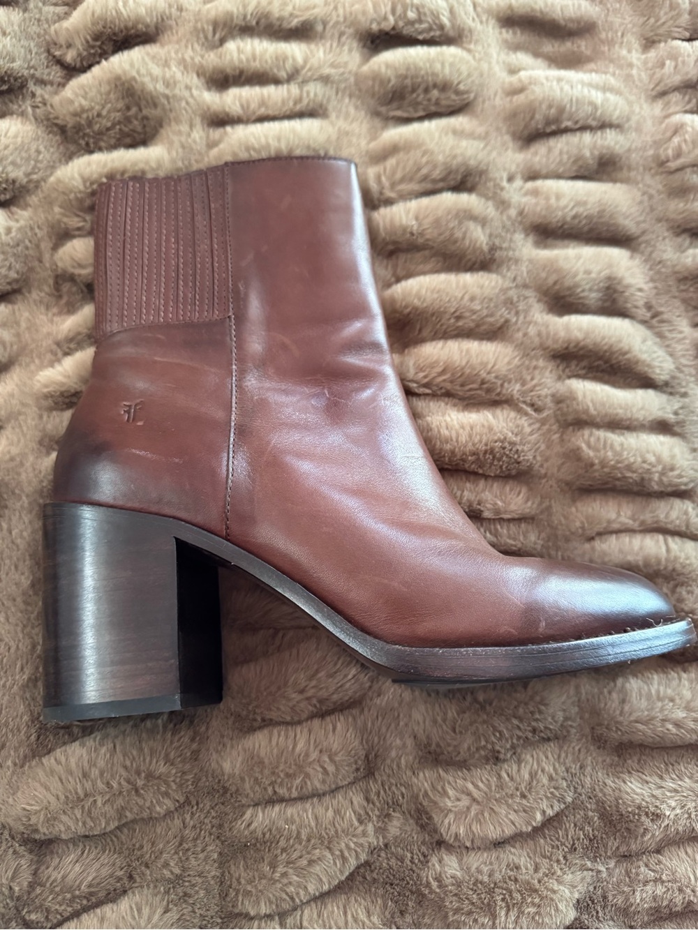 Frye Brown Leather Zip Ankle Boots - Picture 3 of 6